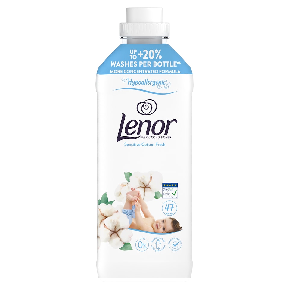 image 1 of Lenor Fabric Conditioner  47 Washes, Sensitive Cotton Fresh