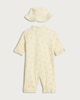 image 2 of F&F Baby 2-Piece Lemon Print Sunsafe Swimsuit and Hat Set in Yellow
