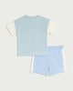 image 2 of F&F Baby 2-Piece Pure Cotton Colour Block T-Shirt and Shorts Set in Green
