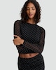 image 3 of OH ME OH MY Mesh Sleeve Embellished Co-ord Top in Black