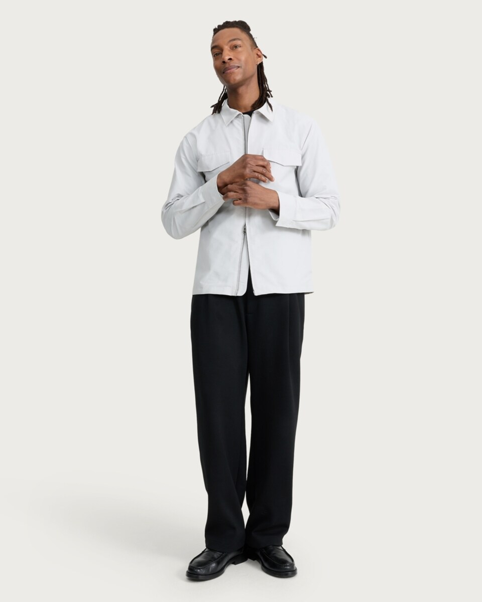 image 1 of F&F Cotton Rich Zip Up Shirt in Grey