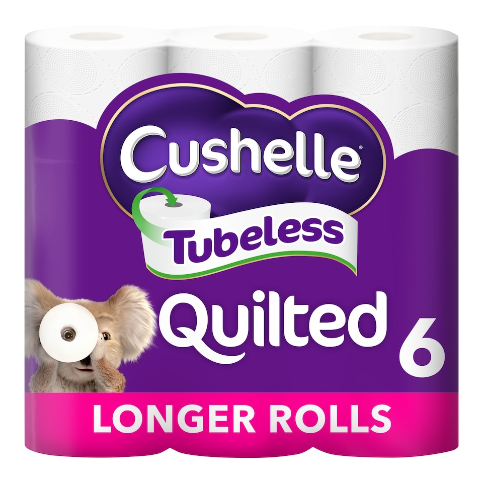 image 1 of Cushelle Quilted Tubeless 50% Longer Toilet Tissue 6 Rolls