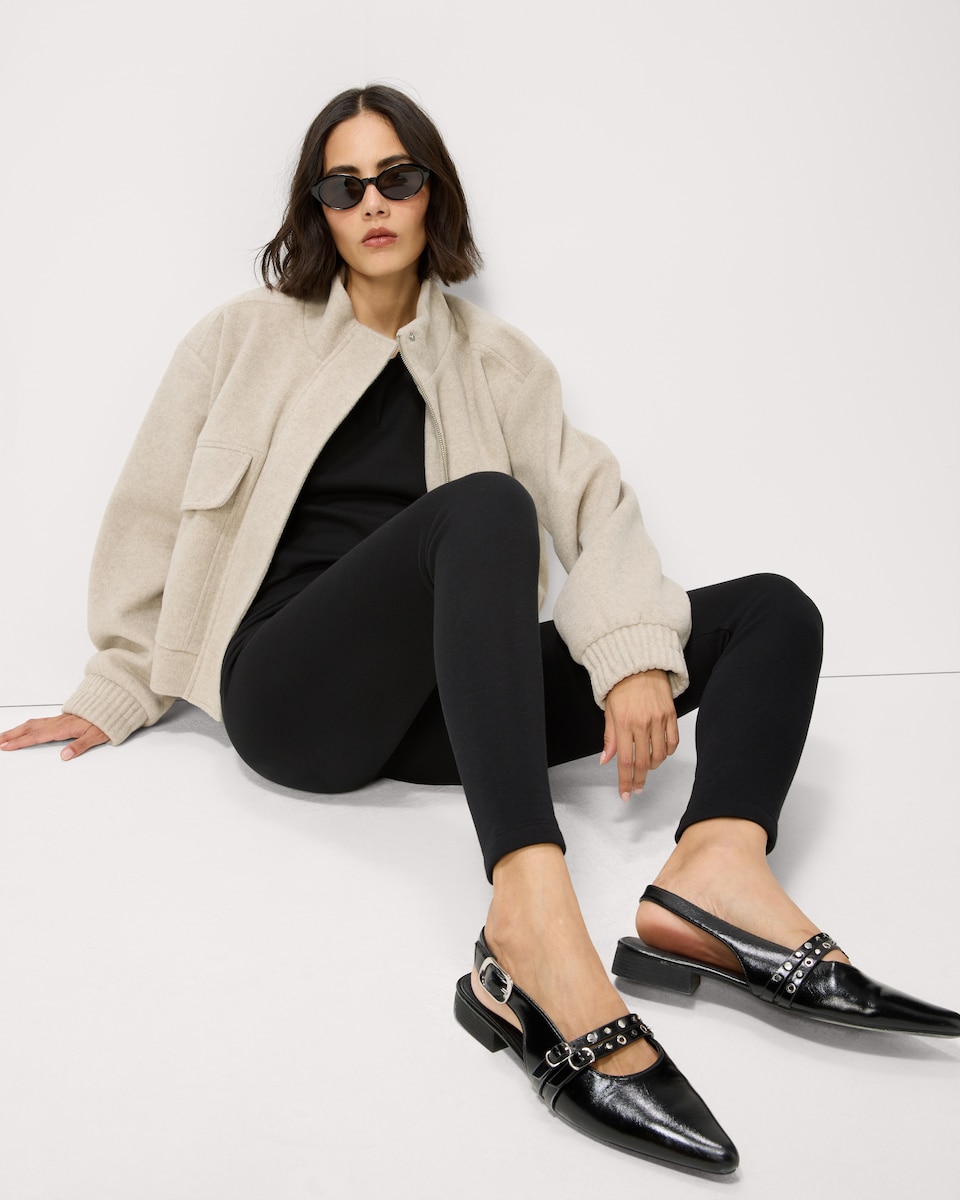 image 1 of F&F Cotton Rich Faux Fur Lined Leggings in Black