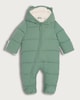 image 1 of F&F Baby Fleece Lined Shower Resistant Pramsuit in Green