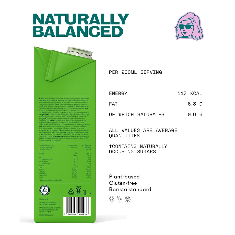 image 1 of Minor Figures Wildfarmed Oat Barista 1L