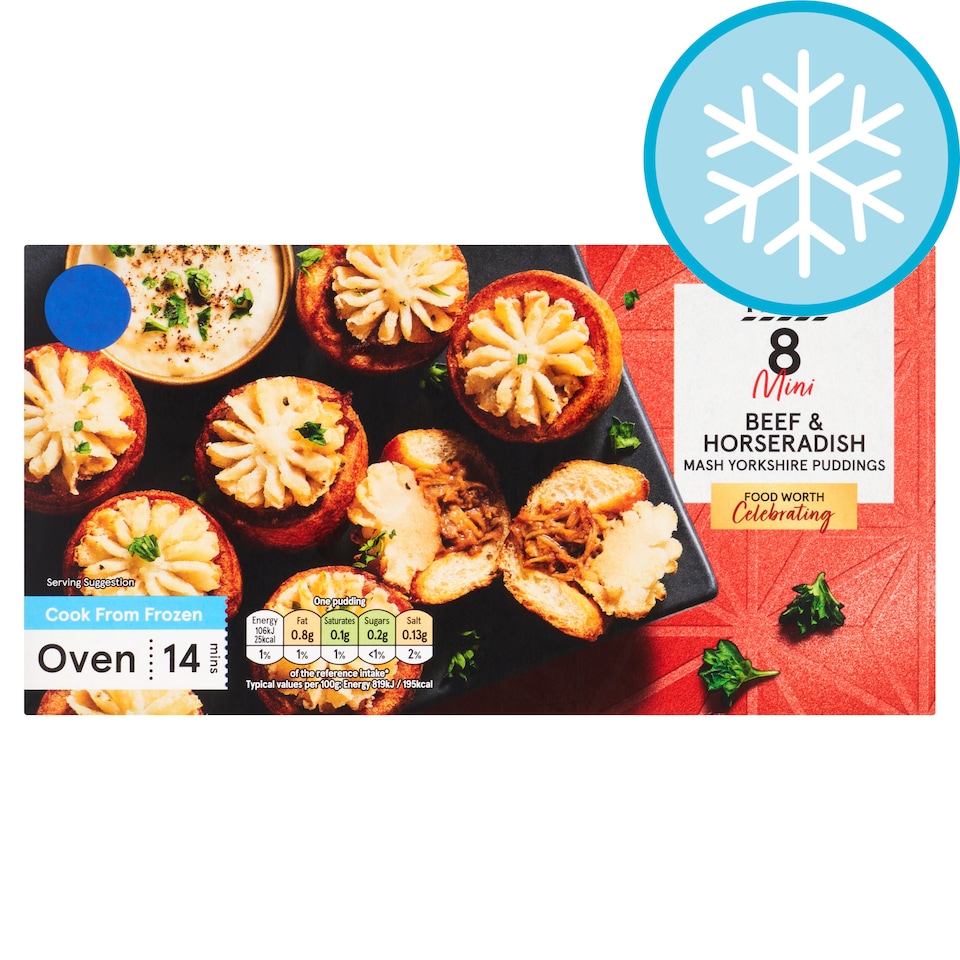 Tesco 8 Beef & Horseradish Mash Yorkshire Puddings 112g