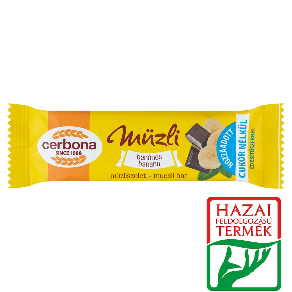 image 1 of Cerbona Banana Muesli Bar with No Added Sugar and with Sweeteners 20 g