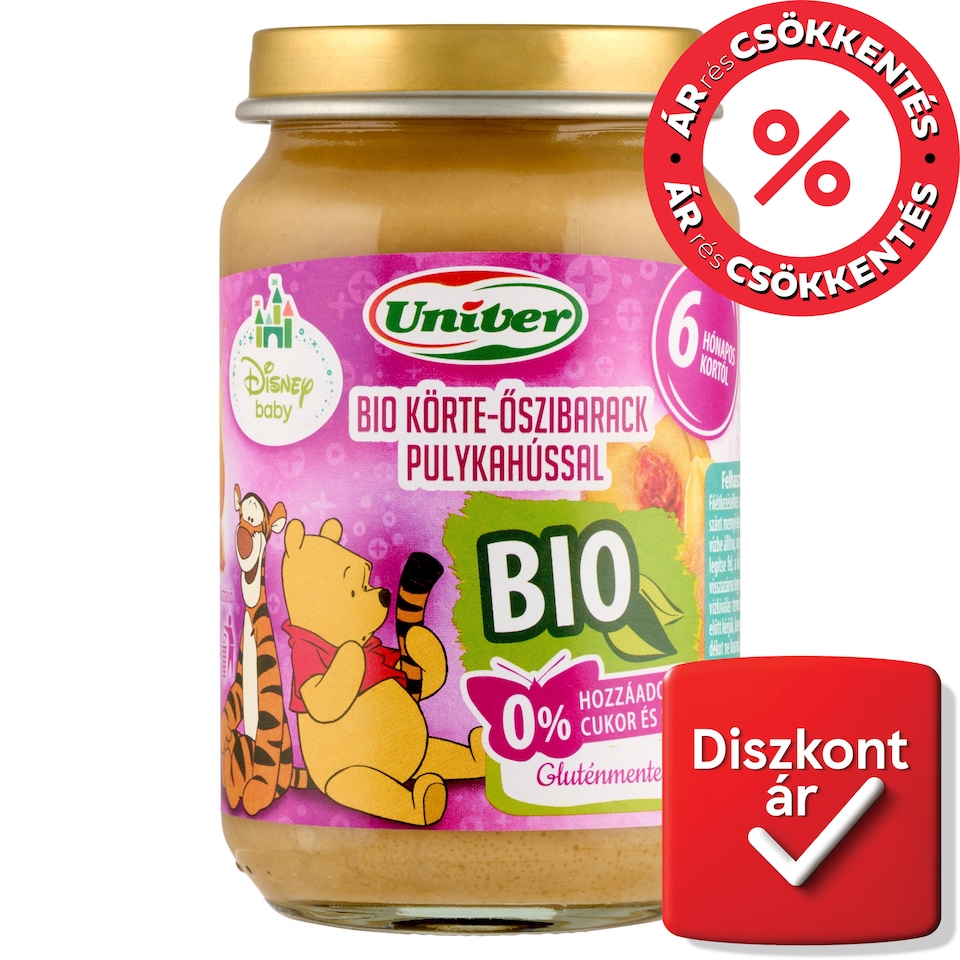 image 1 of Univer Disney Baby Organic Pear-Peach with Turkey Baby Food 6+ Months 163 g