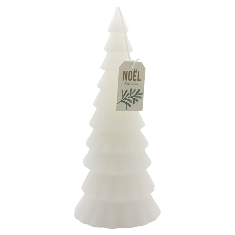 Tesco White Christmas Wax Tree Candle Large