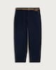 image 4 of F&F Cotton Rich Belted Tapered Mid Rise Chino Trousers in Navy