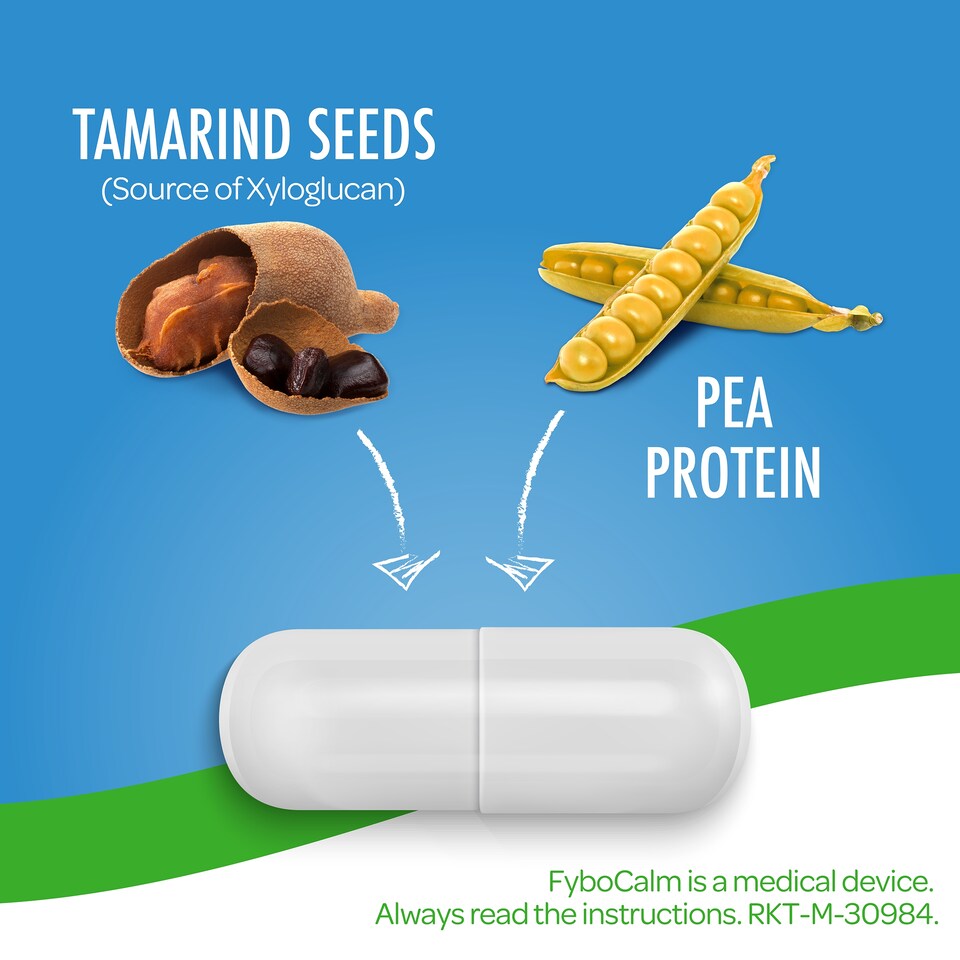 image 1 of FyboCalm Wind & Bloating Pain Relief Capsules and Tablets 30s