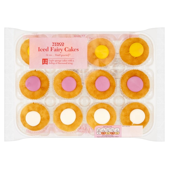 Tesco 12 Iced Fairy Cakes Tesco Groceries