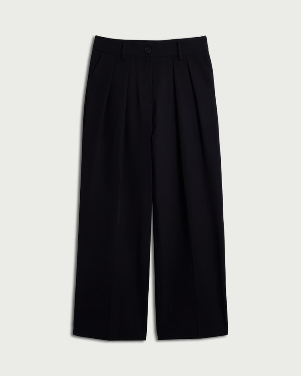 F&F Wide Leg Pleated Trousers in Black