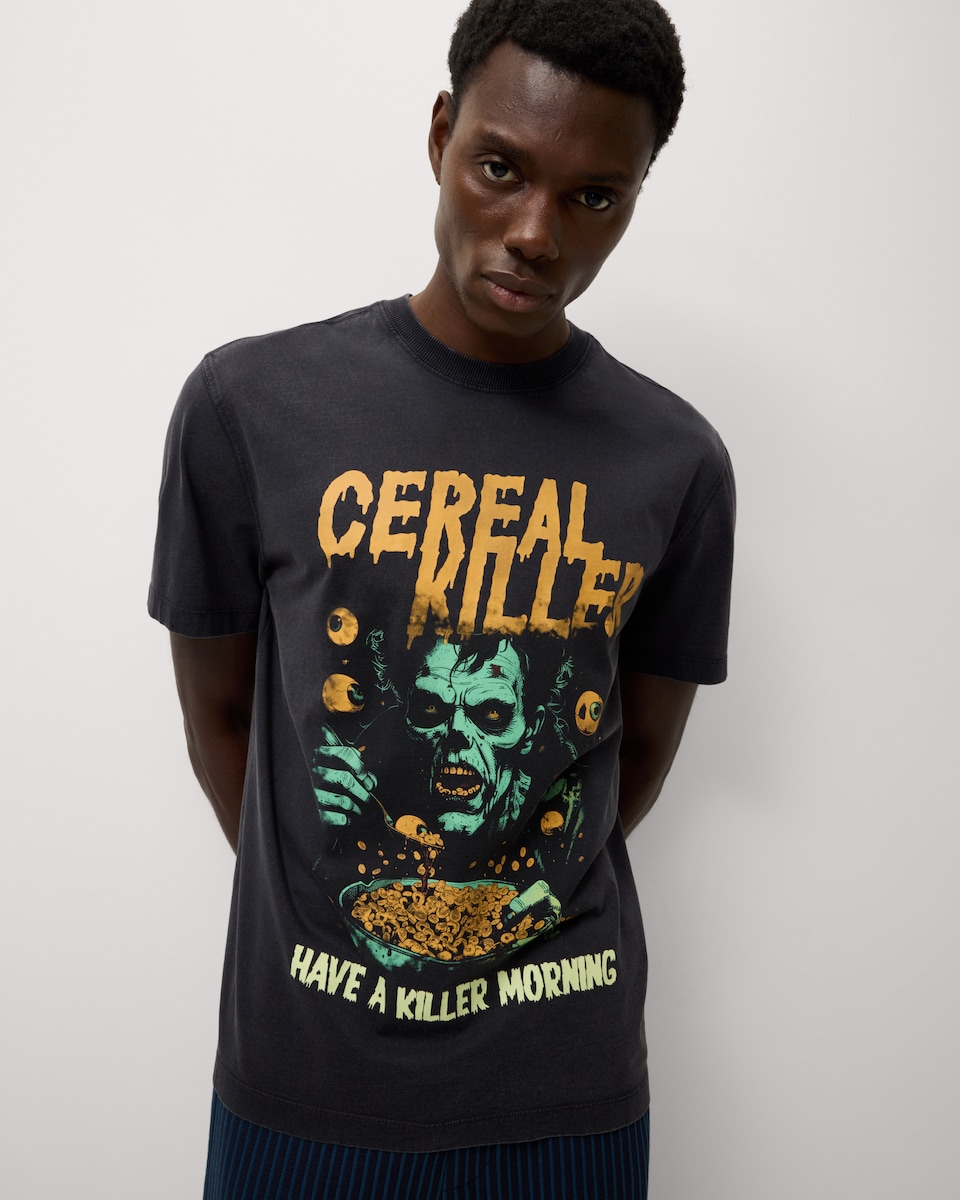 image 1 of F&F Pure Cotton Halloween Killer T-Shirt in Black