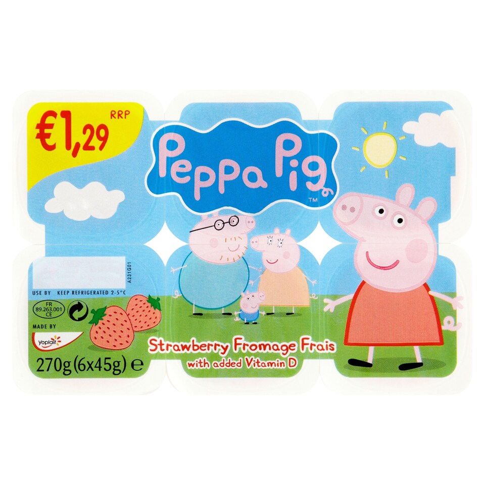Y Peppa Pig Strawberry Fromage Frais (6X45g)