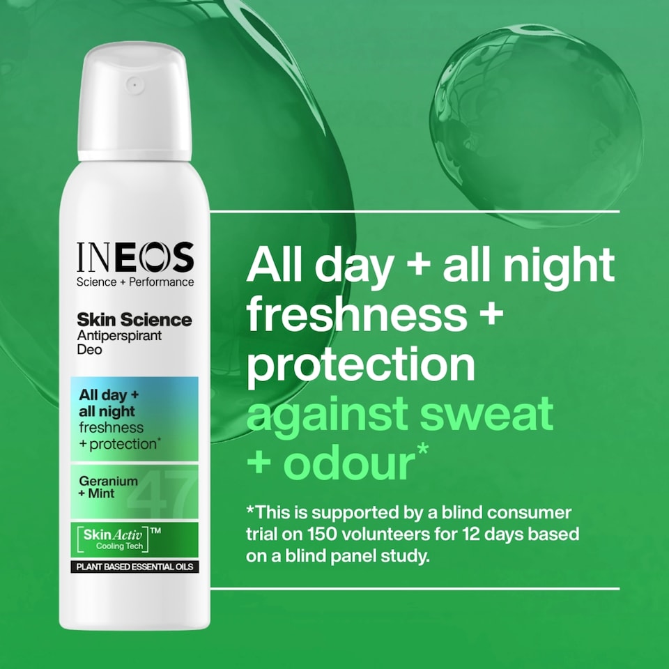 image 1 of INEOS Skin Science Geranium + Mint Antiperspirant Deodorant Aerosol 200ml