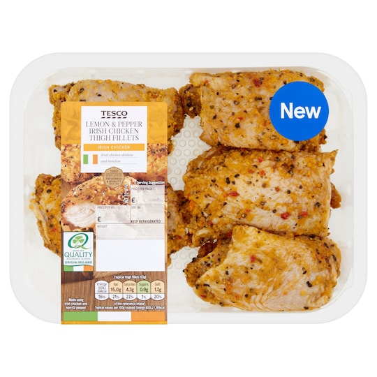 Tesco Lemon And Pepper Irish Chicken Thigh Fillets 500G Tesco Groceries