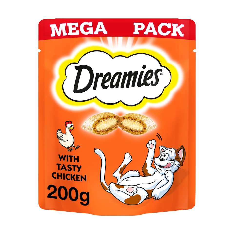 image 1 of Dreamies Cat Treat Biscuits with Chicken Mega Pack 200g