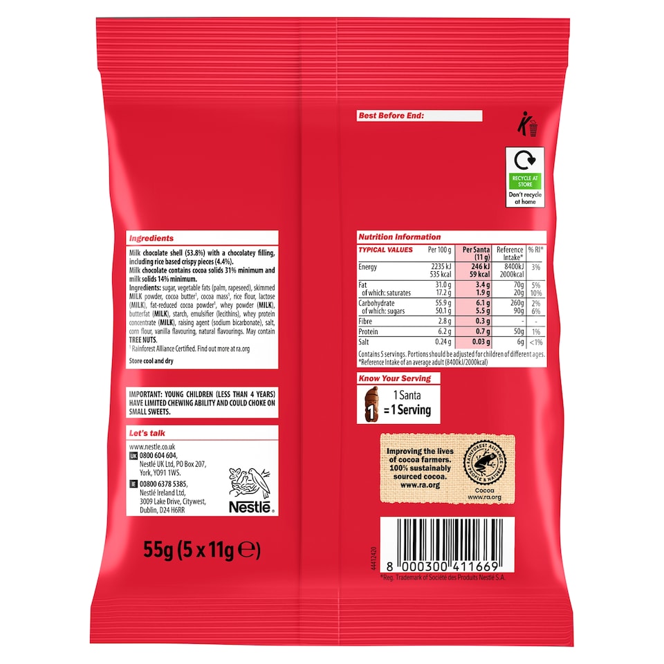 image 1 of Kit Kat Santa Milk Chocolate Sharing Bag 55G