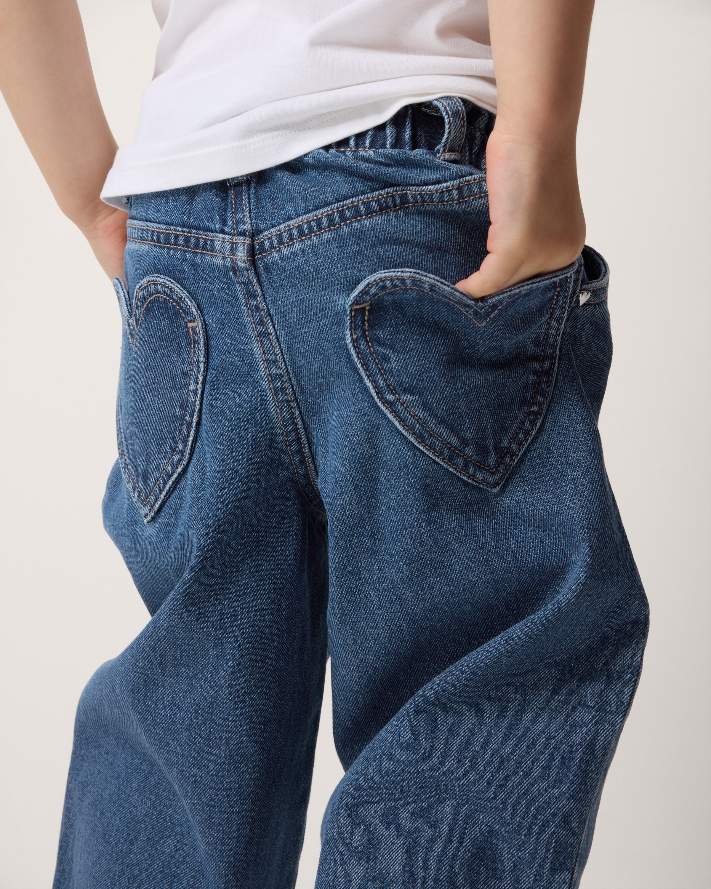 F&F Girls Pure Cotton Barrel Leg Jeans in Blue