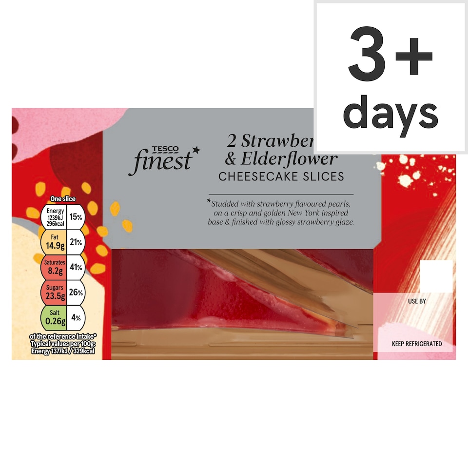 Tesco Finest 2 Strawberry & Elderflower Cheesecake Slices 180g