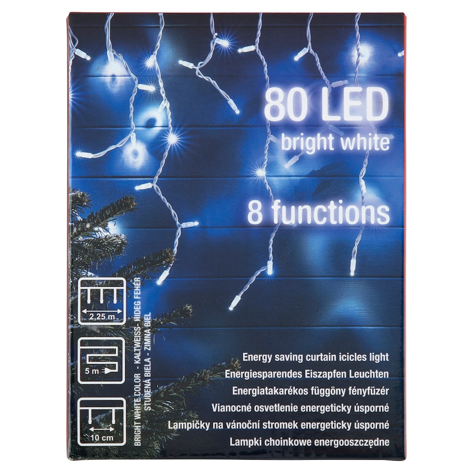 Snow Meister 80 LED hideg fehér energiatakarékos függöny fényfüzér