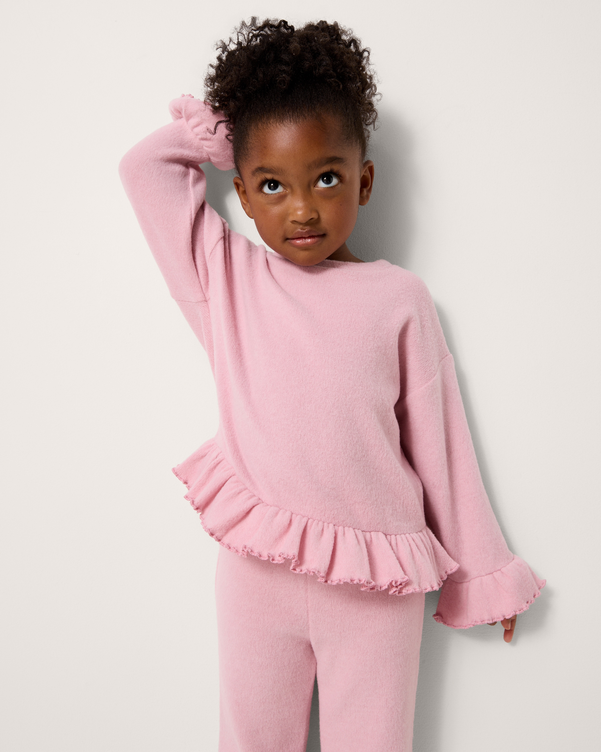 F&F Girls Ruffle Trim Top and Trousers Set in Pink