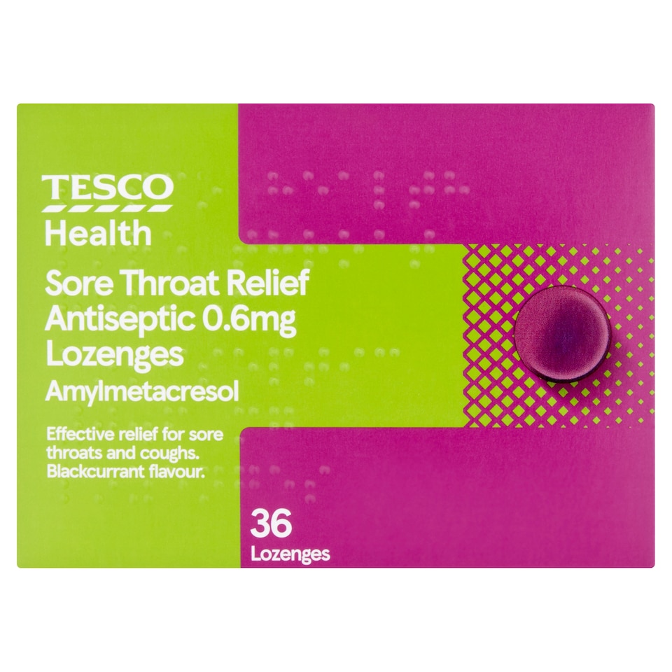 Tesco Health Antiseptic Sore Throat Relief Lozenges - Blackcurrant 36s