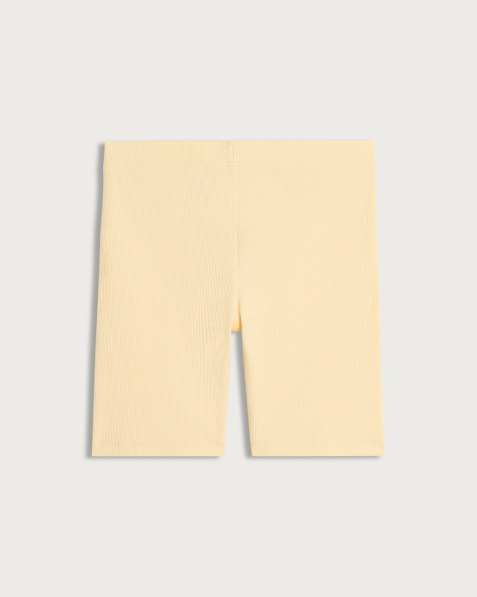 image 1 of F&F Girls 2-Pack Cotton Rich Ribbed Cycling Shorts in Yellow