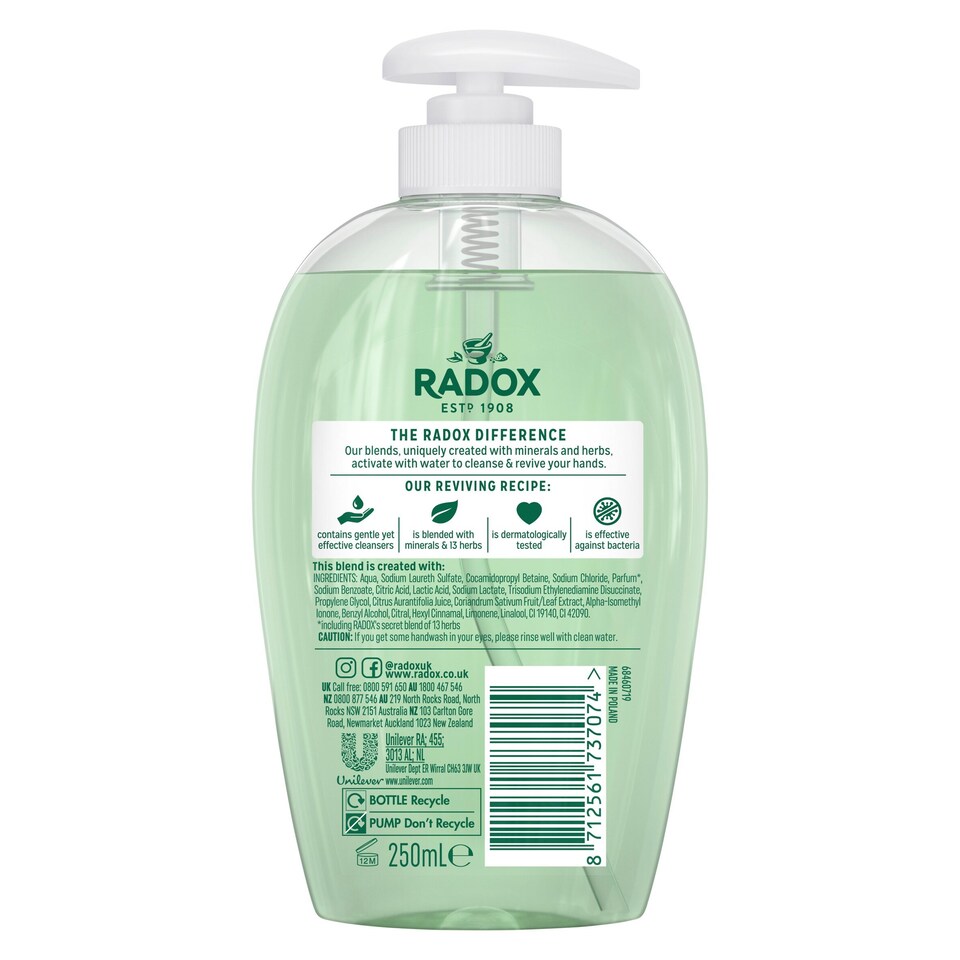 image 1 of Radox Antibacterial Refreshing Hand Wash 250Ml