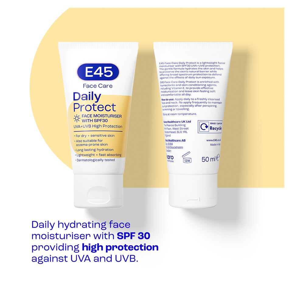 image 1 of E45 Daily Protect Face Moisturiser Cream SPF30 For Dry Skin 50ml