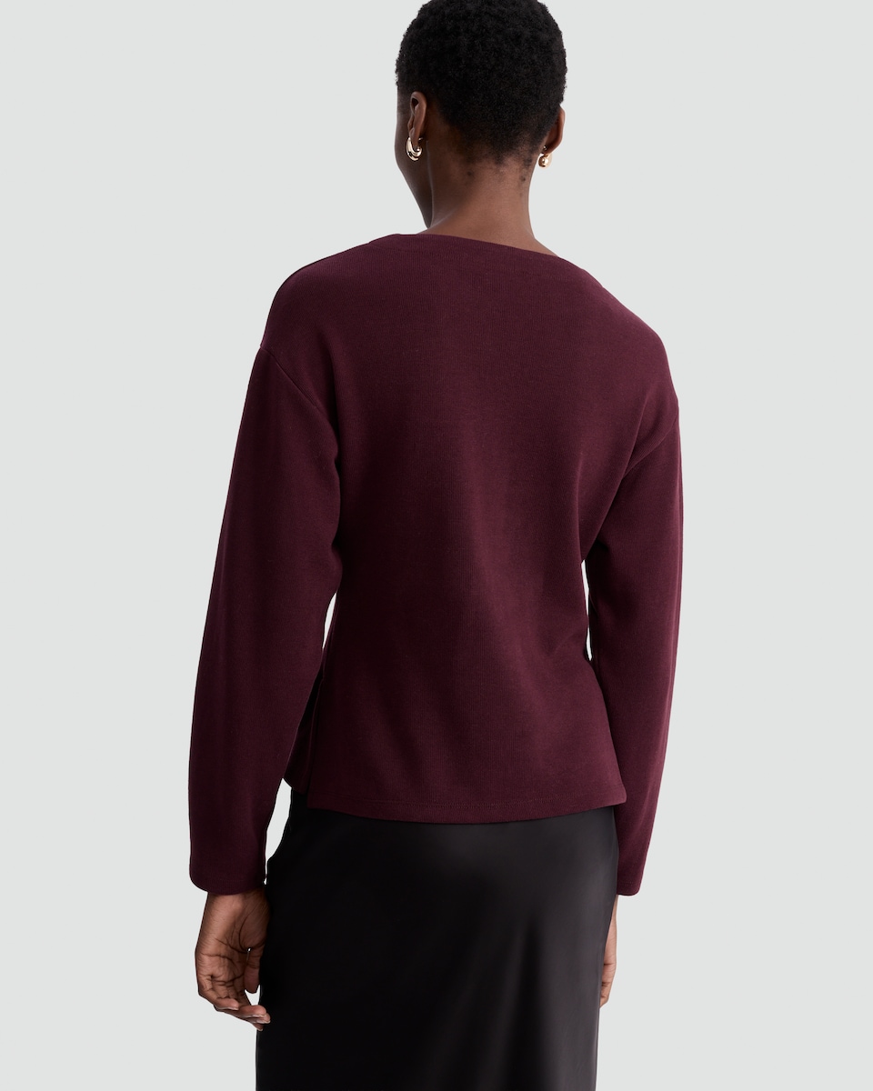 image 1 of F&F V Neck Buttoned Co-ord Cardigan in Burgundy