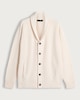 image 4 of F&F Knitted Shawl Collar Button Up Cardigan with Cotton in Stone