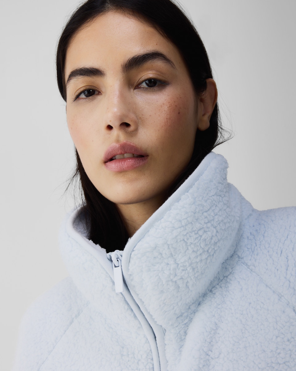image 1 of F&F Fleece Funnel Neck Zip Up Pyjama Top in Blue