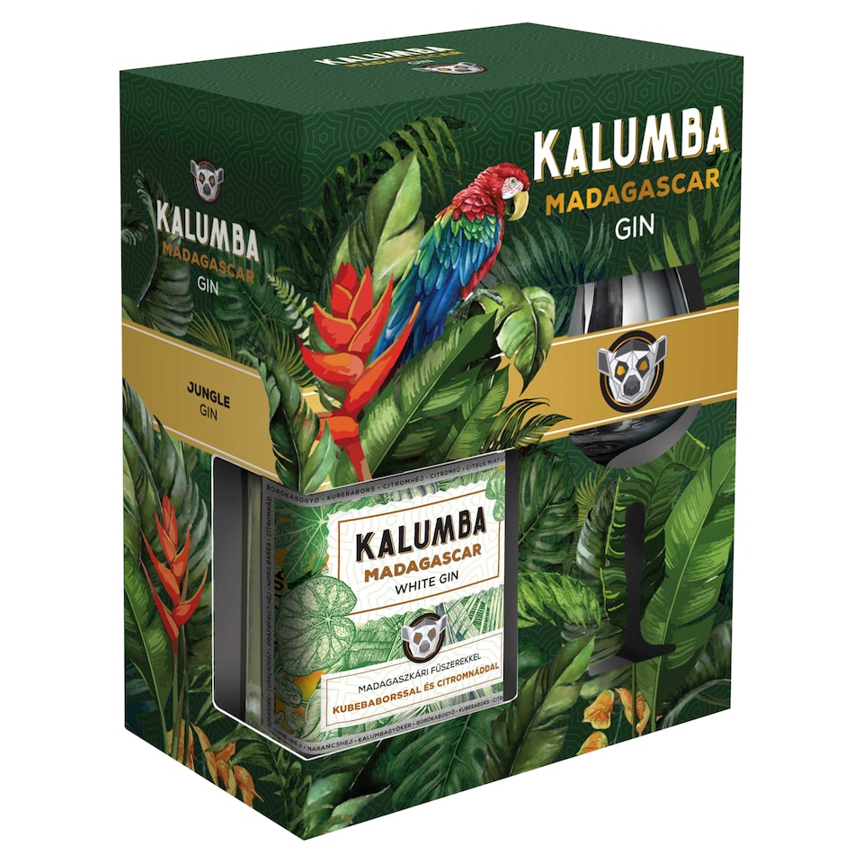 Kalumba Madagascar White gin 37,5% 0,7 l + 1 db pohár díszdobozban