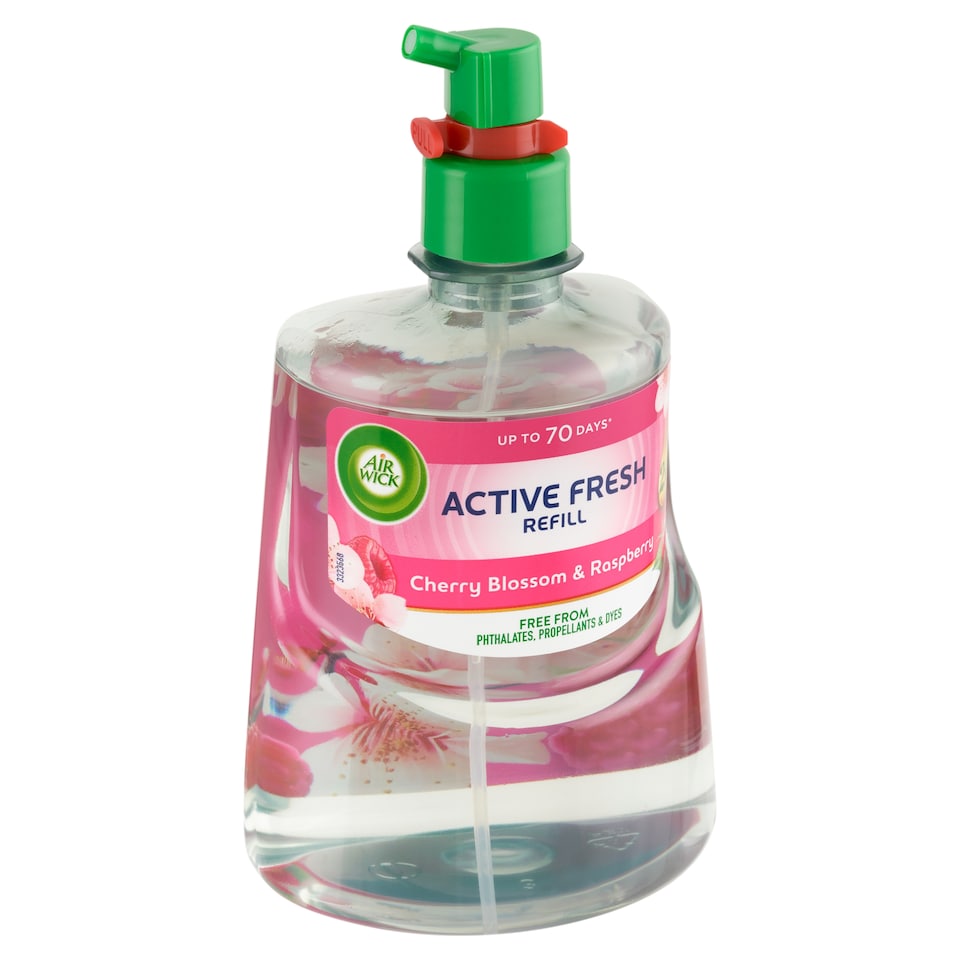 Obrázek 1 pro produkt Air Wick Active Fresh Náplň na vodní bázi do automatického difuzéru třešňový květ a malina 228ml