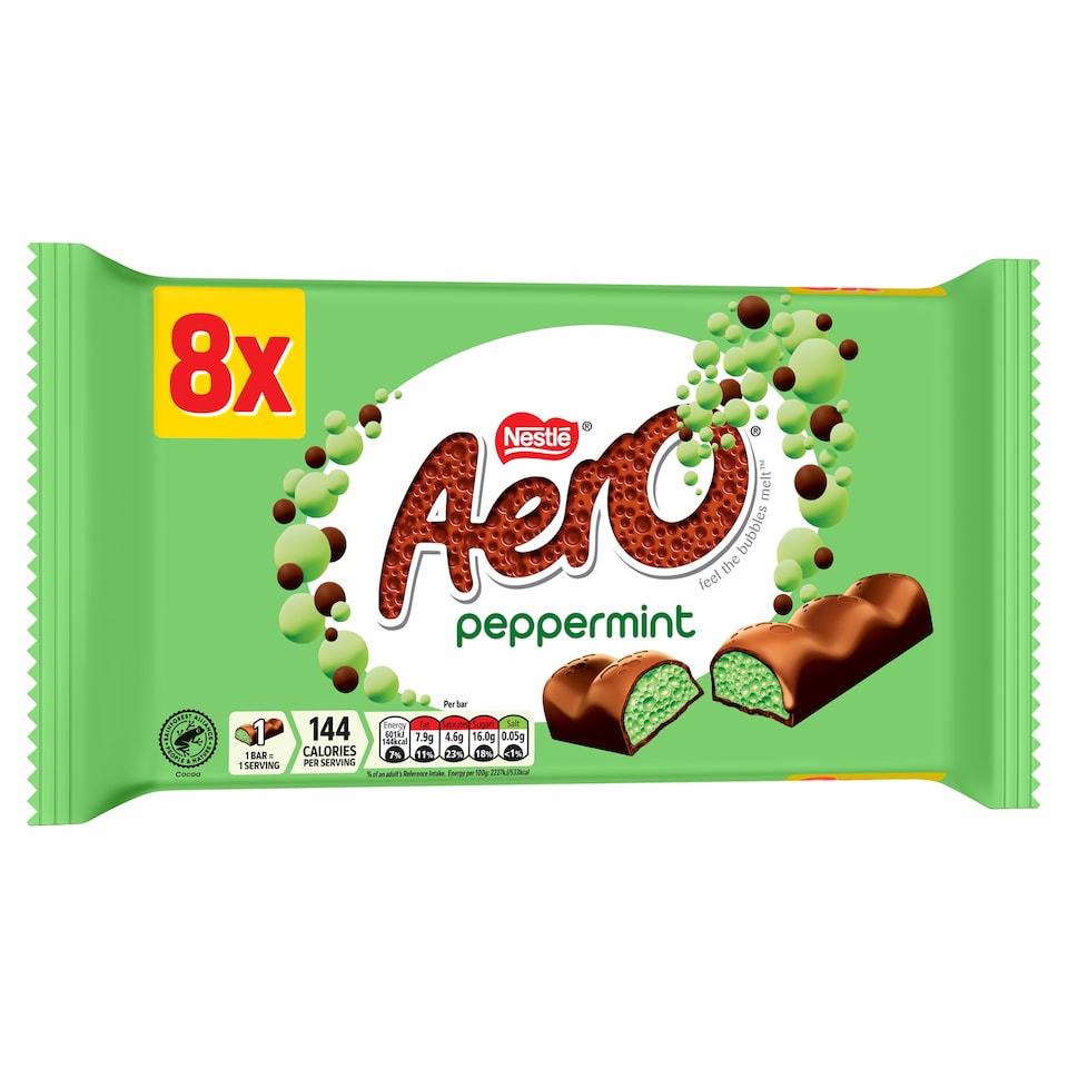 image 1 of Aero Peppermint Milk Chocolate Bubble Bars 8 x 27g
