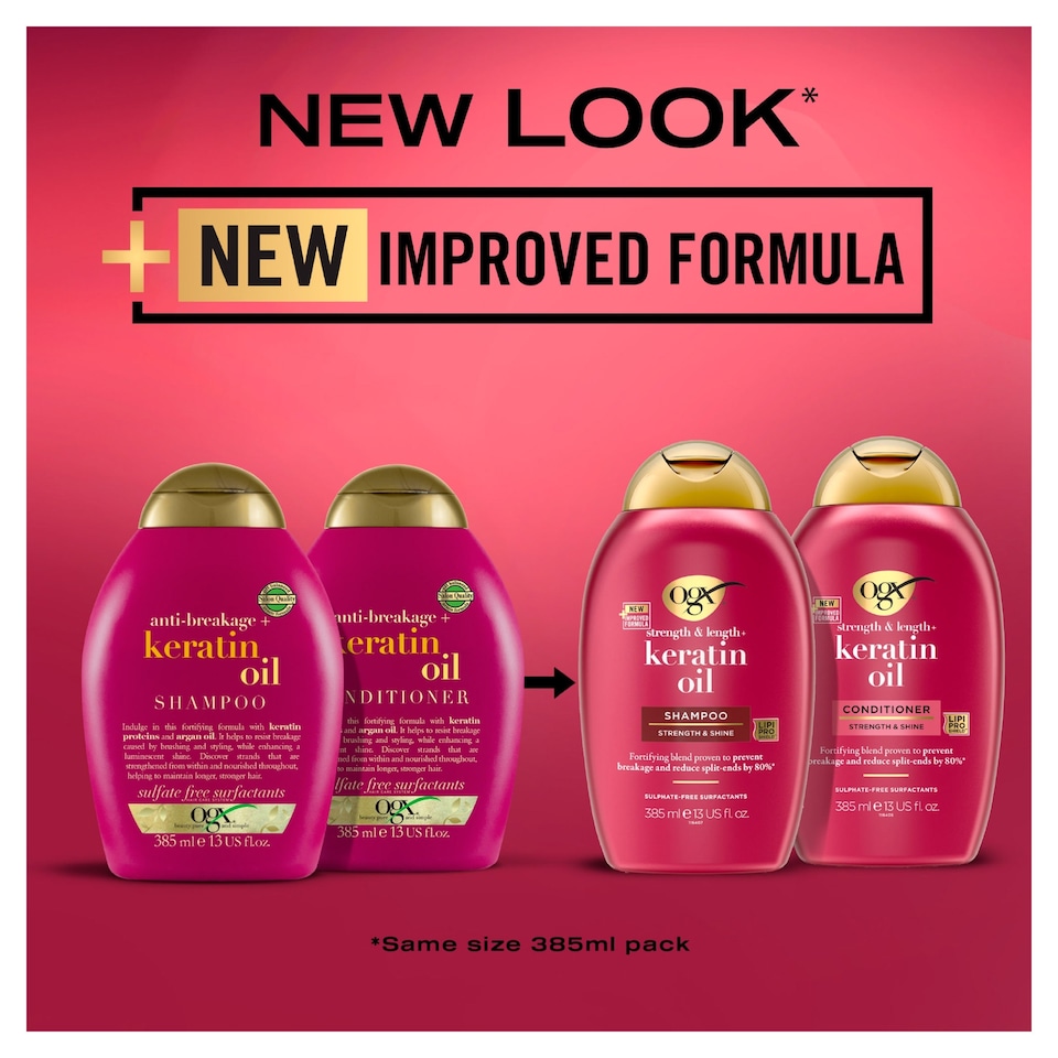 image 1 of OGX Anti-Breakage Keratin Conditioner for Dry Hair 385ml