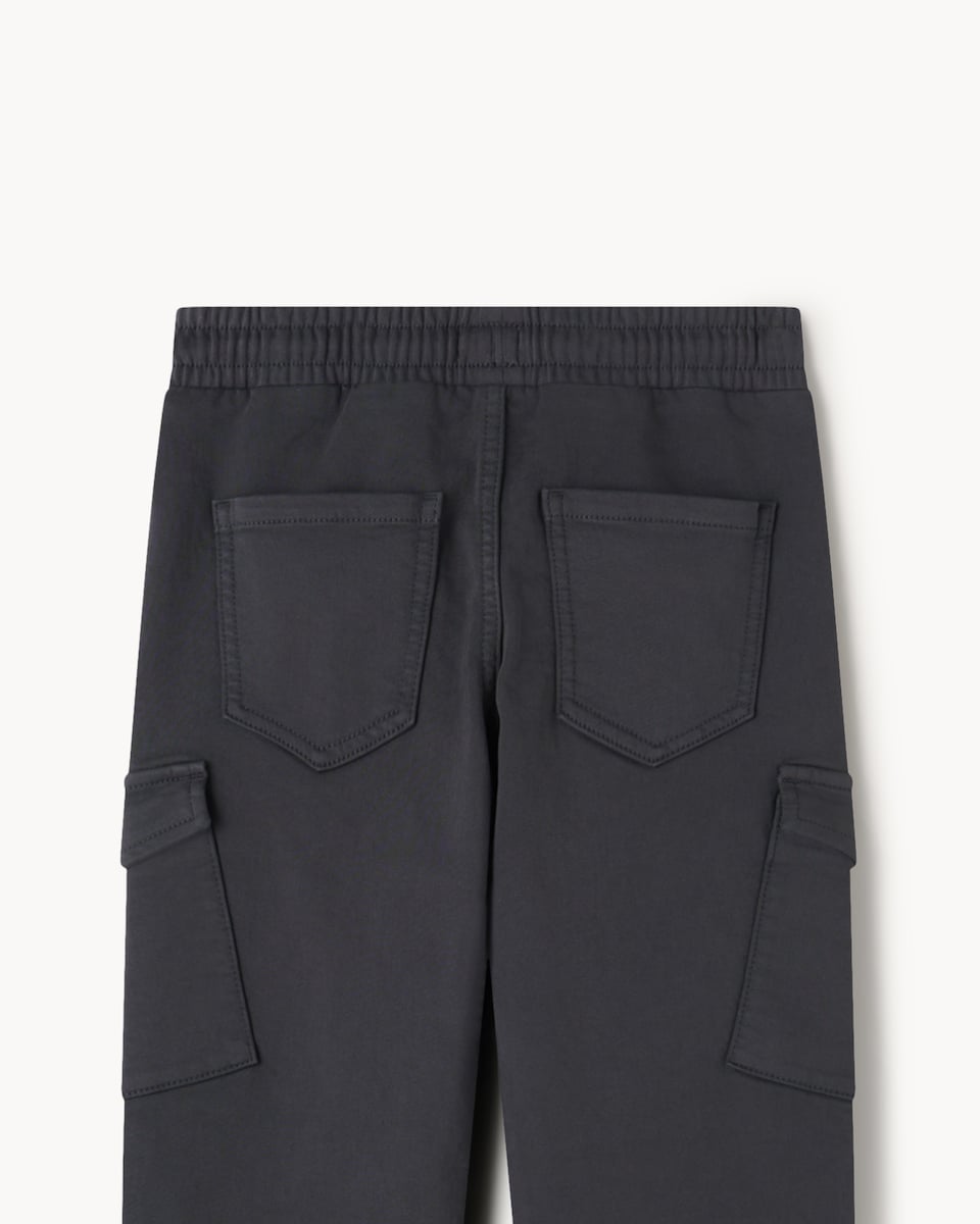 image 1 of F&F Boys Cotton Rich Cuffed Cargo Trousers in Grey