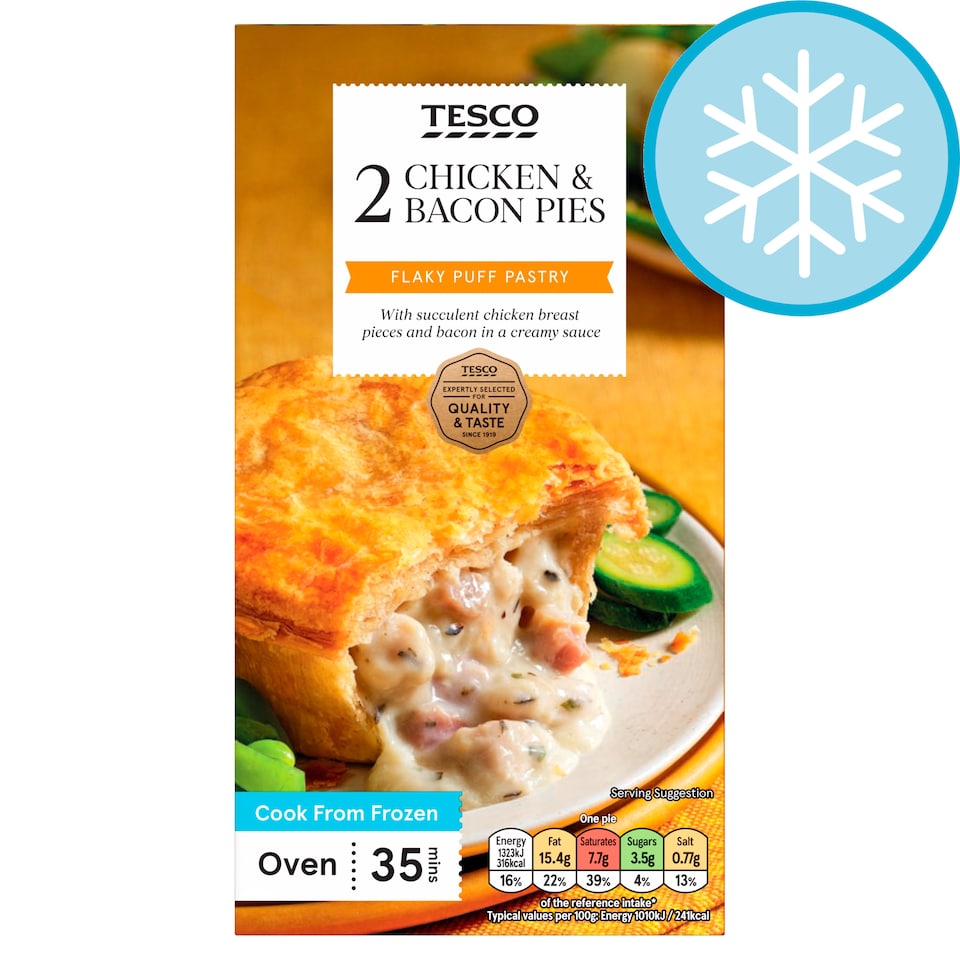Tesco 2 Chicken & Bacon Pies 284g