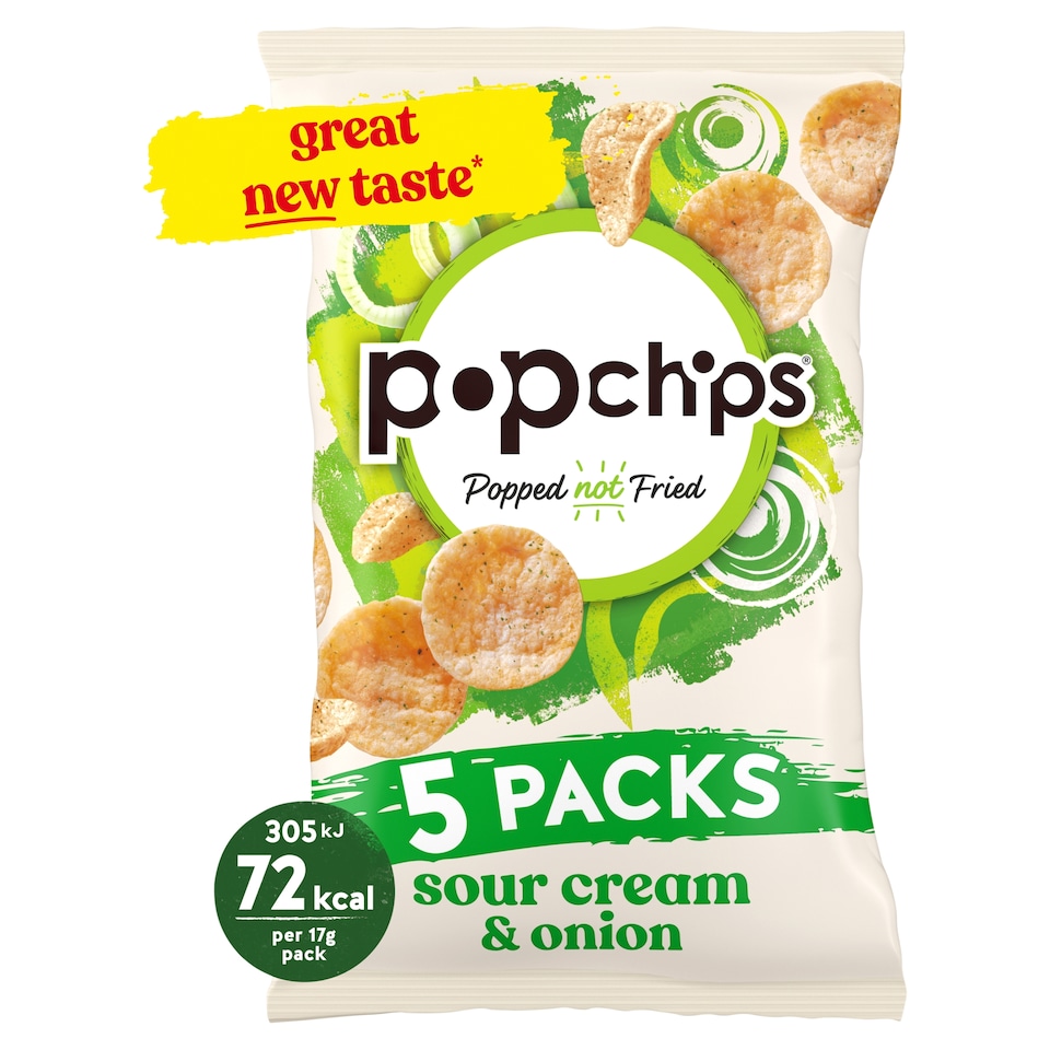 image 1 of Popchips Sour Cream & Onion Multipack Crisps 5x17g