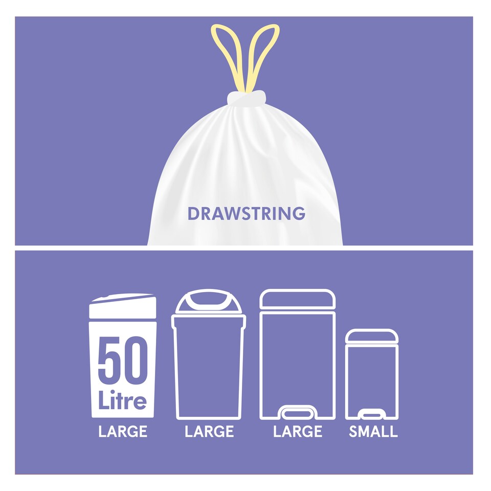image 1 of Tesco Tall & Chunky Click Lid 30Pack 50L Bin Liners