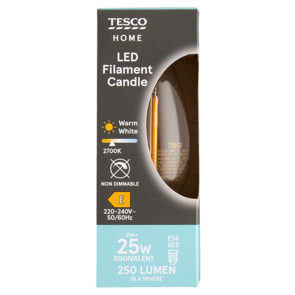 image 1 of Tesco Home LED Filament Candle 2W E14 Warm White 1 pc