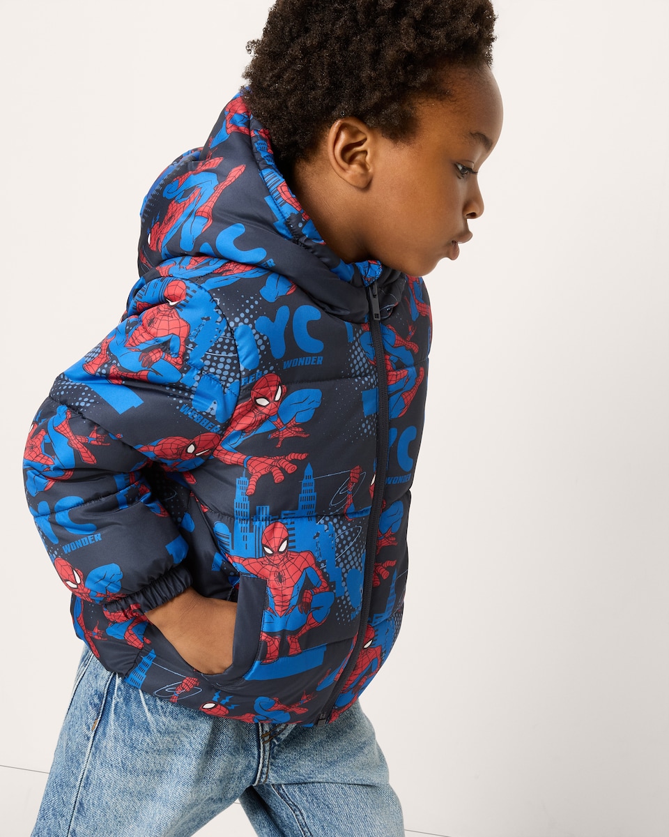 image 1 of Marvel Spider-Man Puffer Jacket in Navy