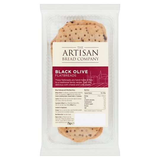 The Artisan Bread Co. Black Olive Flatbread 75G