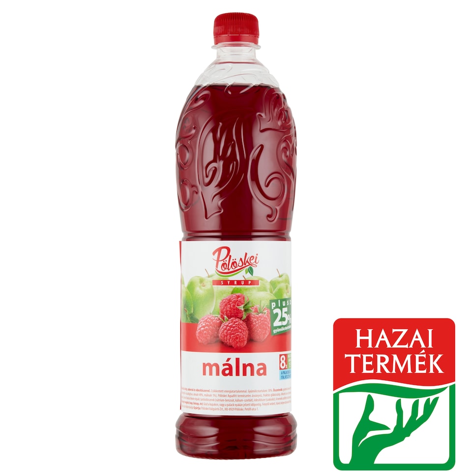 Pölöskei Raspberry Flavoured Syrup with Sugar and Sweetener 1 l