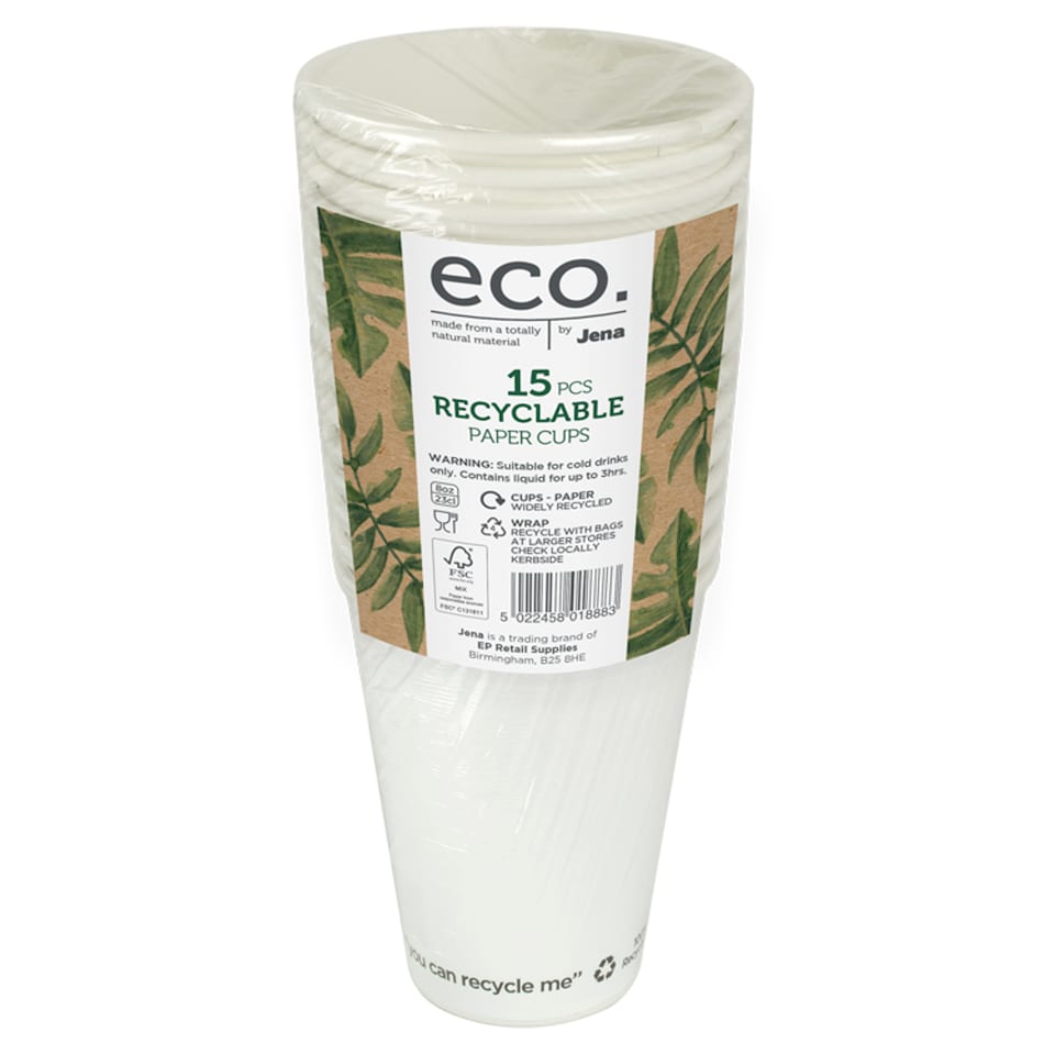 Paper Recyclable Cups 8Oz 15Pk