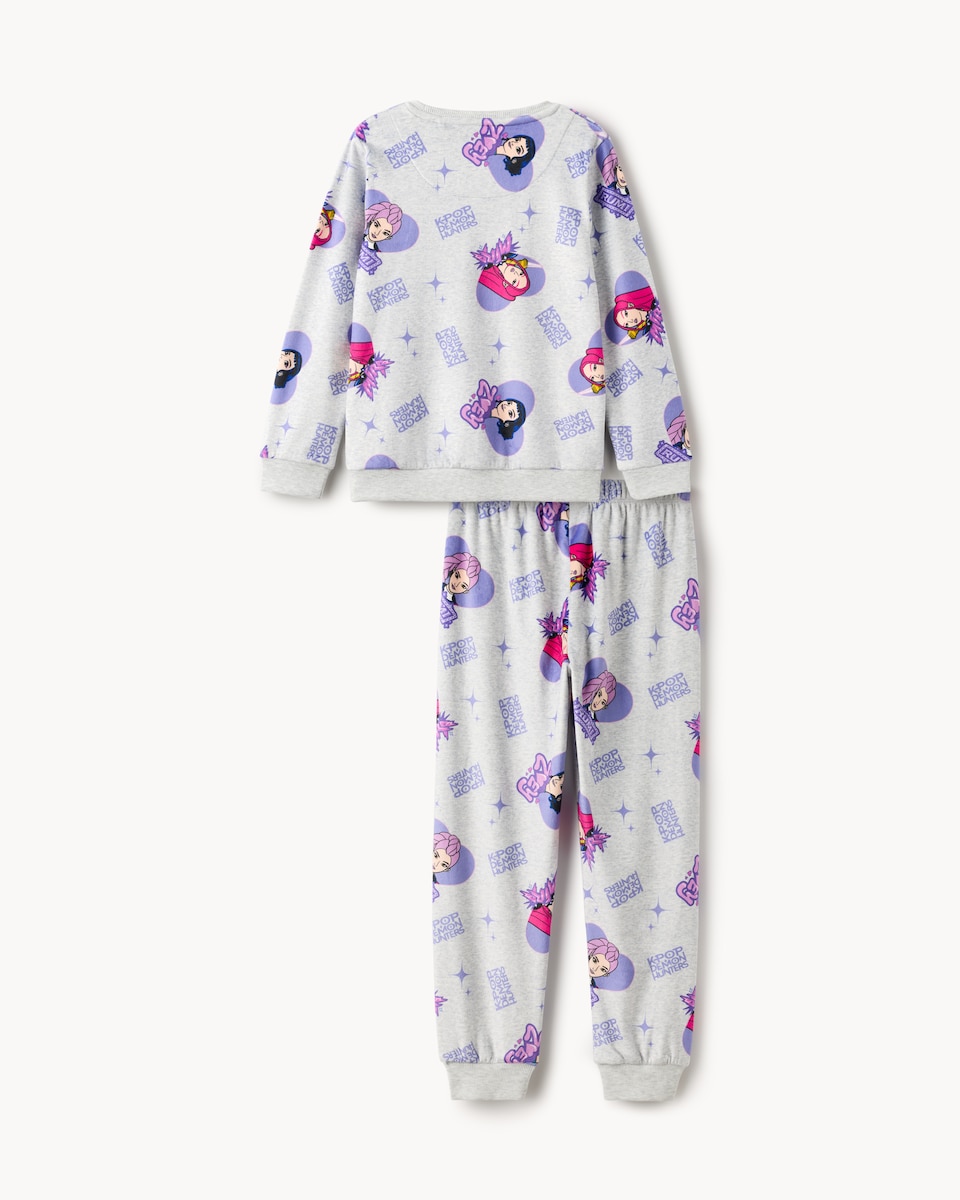 image 1 of K-Pop Demon Hunters Fleece Pyjama Set in Grey