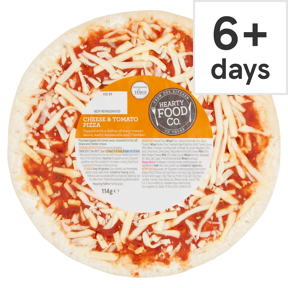 HEARTY FOOD CO. CHEESE & TOMATO PIZZA 114G