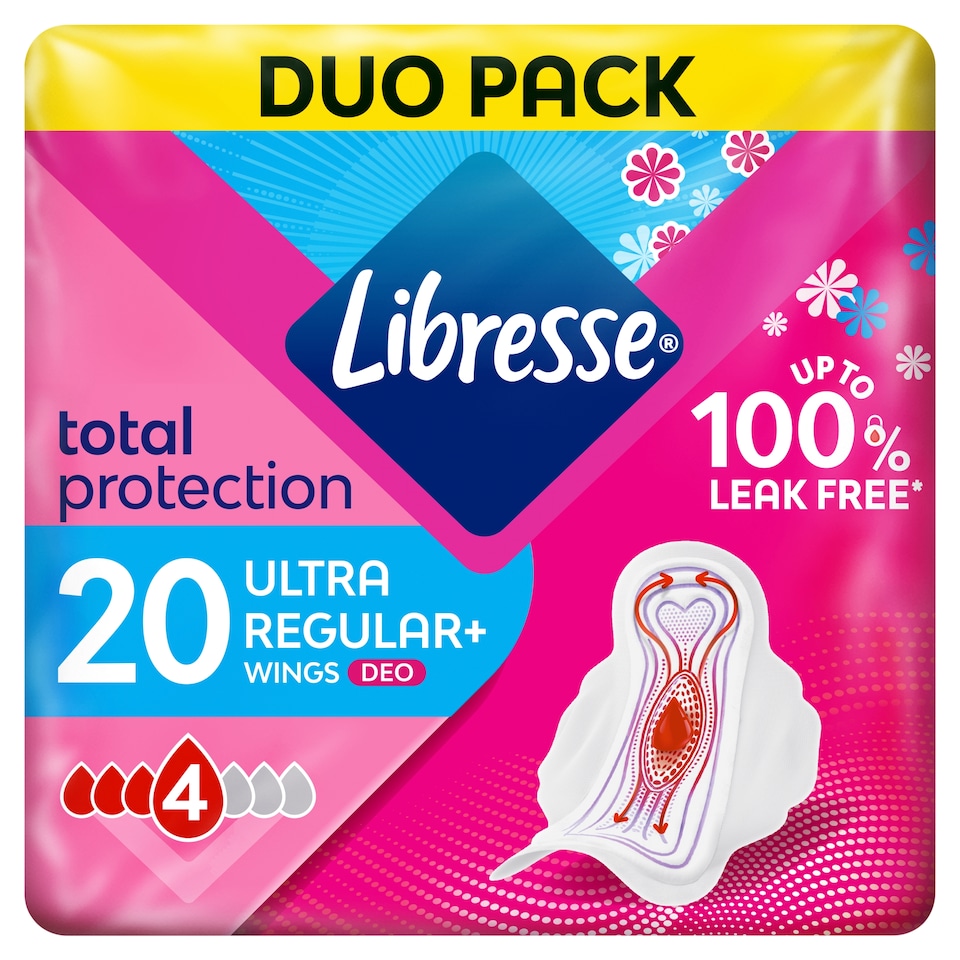 Libresse Ultra Regular+ Deo szárnyas egészségügyi betét illatosított 2 x 10 db  1. kép